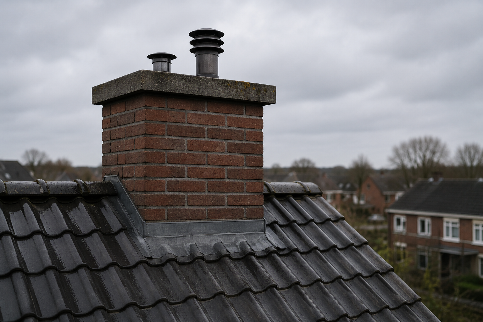 Schoorsteen vakkundig gerenoveerd door Veenstra
